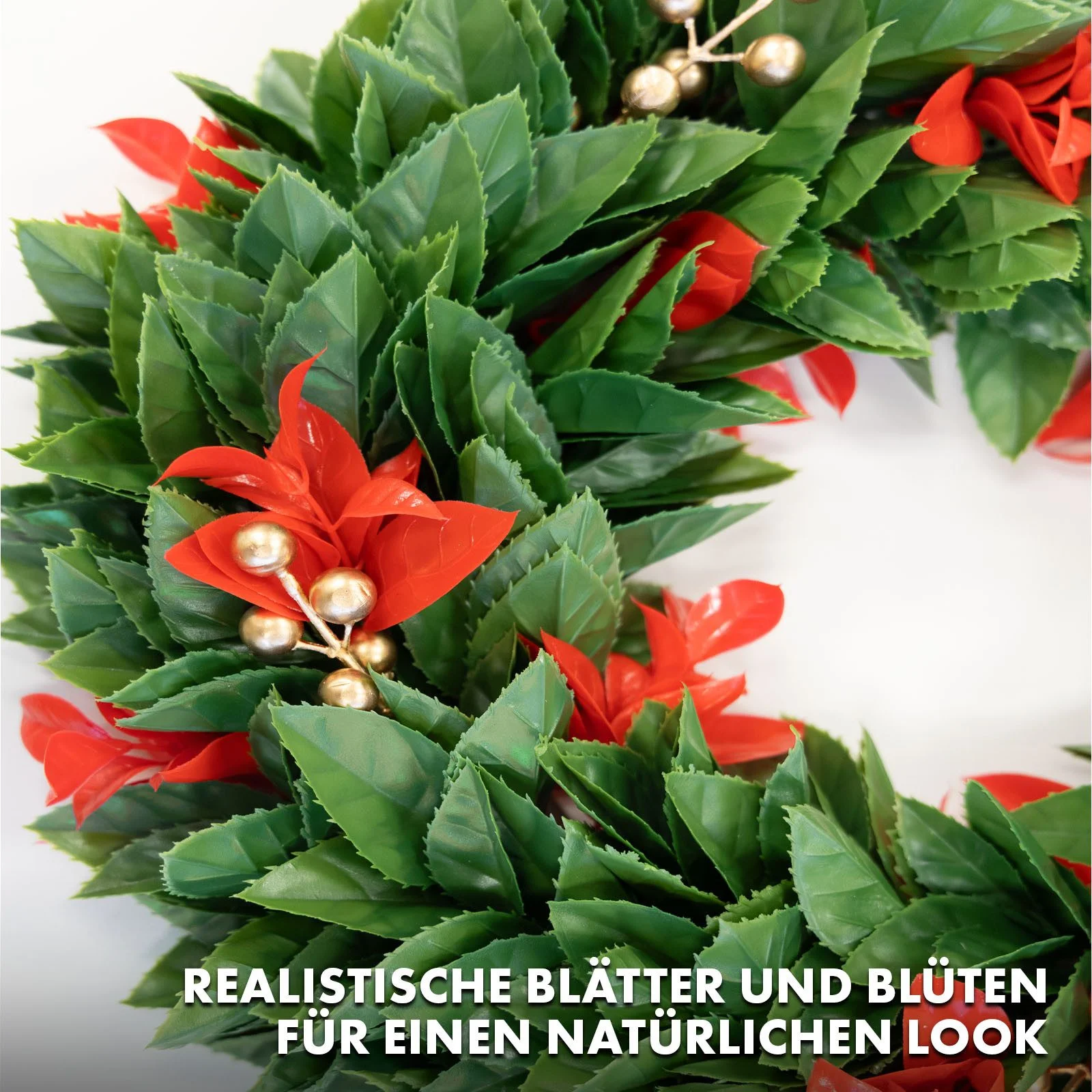 Weihnachtskranz „Crimson“ – 45 cm, Festliche Eleganz für Türen, Wände & Fenster